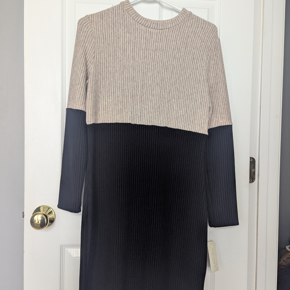 223. Tash + Sophie Elegant Two-Tone Midi Dress - L